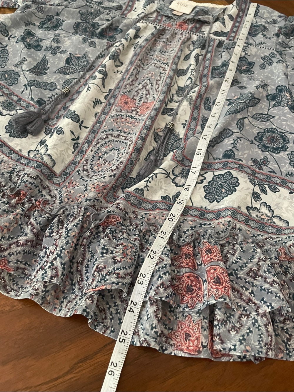 Knox Rose Floral Patchwork Blouse in Blue, White, Rust M51 - Picture 7 of 11
